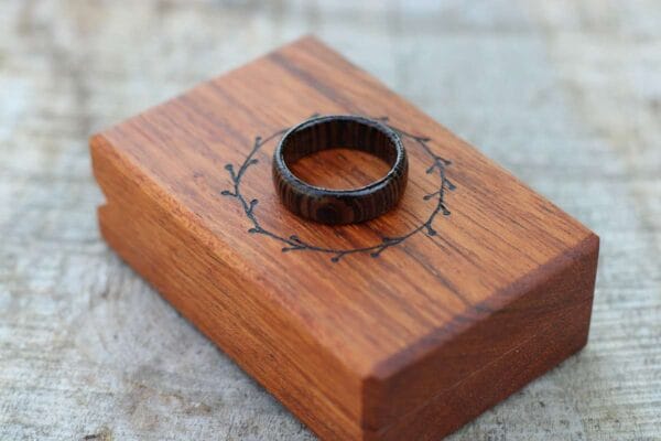 Collection of personalized handcrafted wooden wedding ring boxes